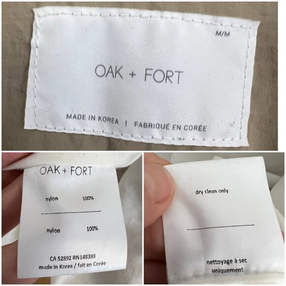 Oak + Fort Tan‎ Collarless Midi Lightweight Lined Open Jacket Coat Sz M - Picture 13 of 16